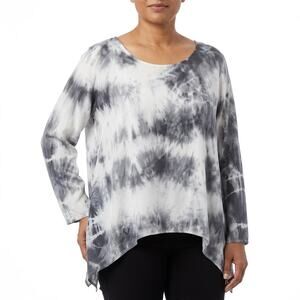 CobbleStone 100% Silk Made in Italy Gray Tie-Dye Top Women See Measurements